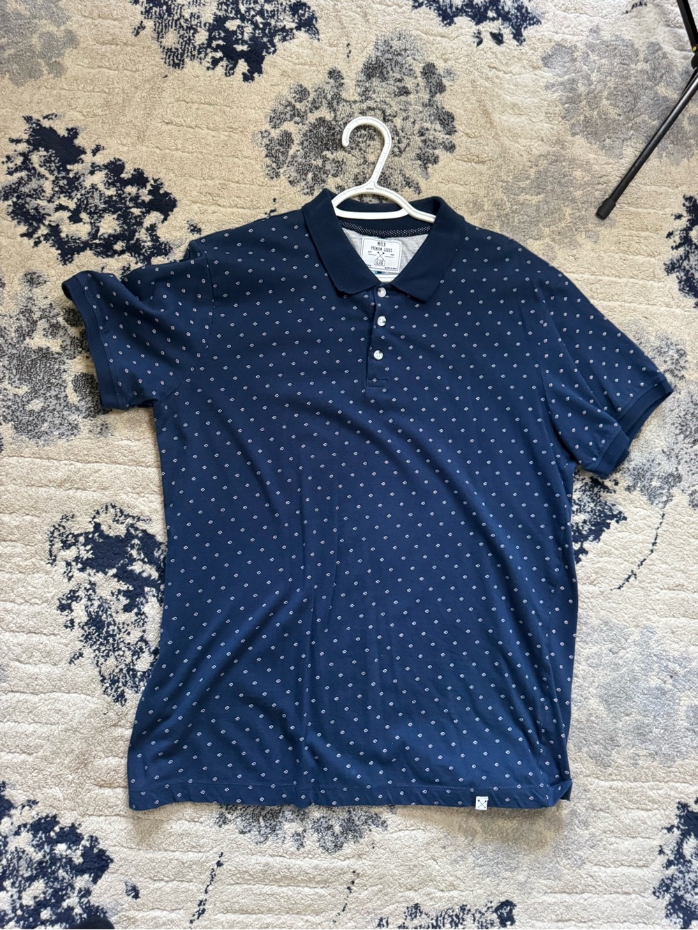 Classic Navy Polo with Micro Dot Print